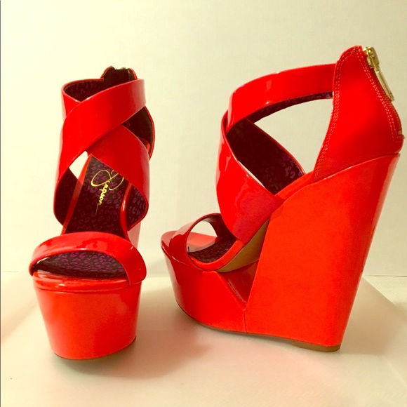 Jessica Simpson Shoes - Jessica Simpson Bright Orange Wedges